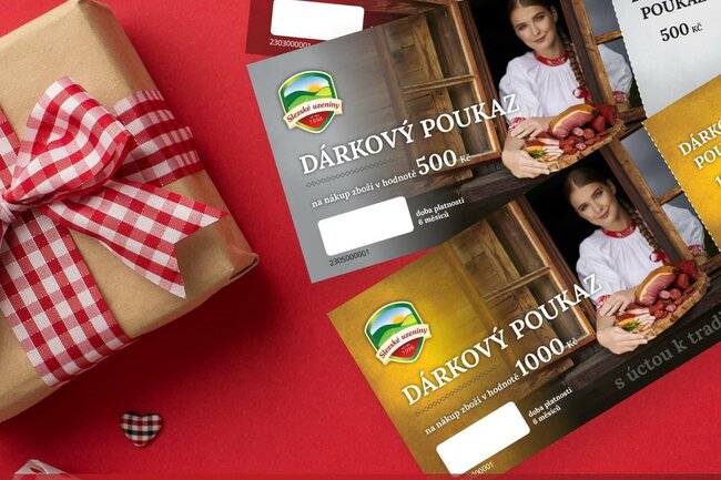 Dárkové poukazy do vánočních balíčků. 